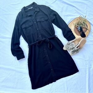 H&M Black Button Down Shirt Dress Size 8